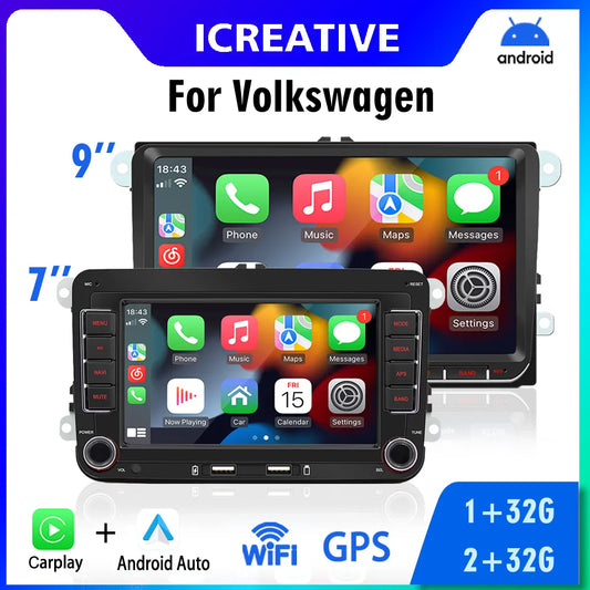 Autoradio Android pour Volkswagen Golf 5 6 Polo Passat gods B7 CC Skoda Jetta, Carplay, Wifi, Navigation GPS, Limitation universelle, 2Din